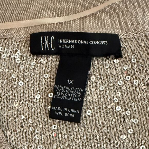 INC International Concepts Beige Sequin Shrug Size 1X - Picture 8 of 8
